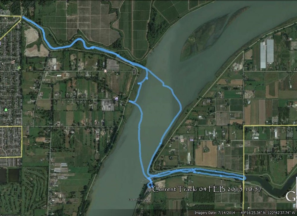 GPS track of the row.